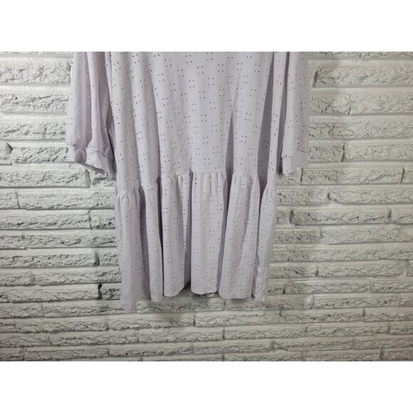 Boohoo Women Top 22 Plus 3/4 Sleeve White Eyelet Comfort Waist Poly Blend WHI15E - Picture 4 of 8